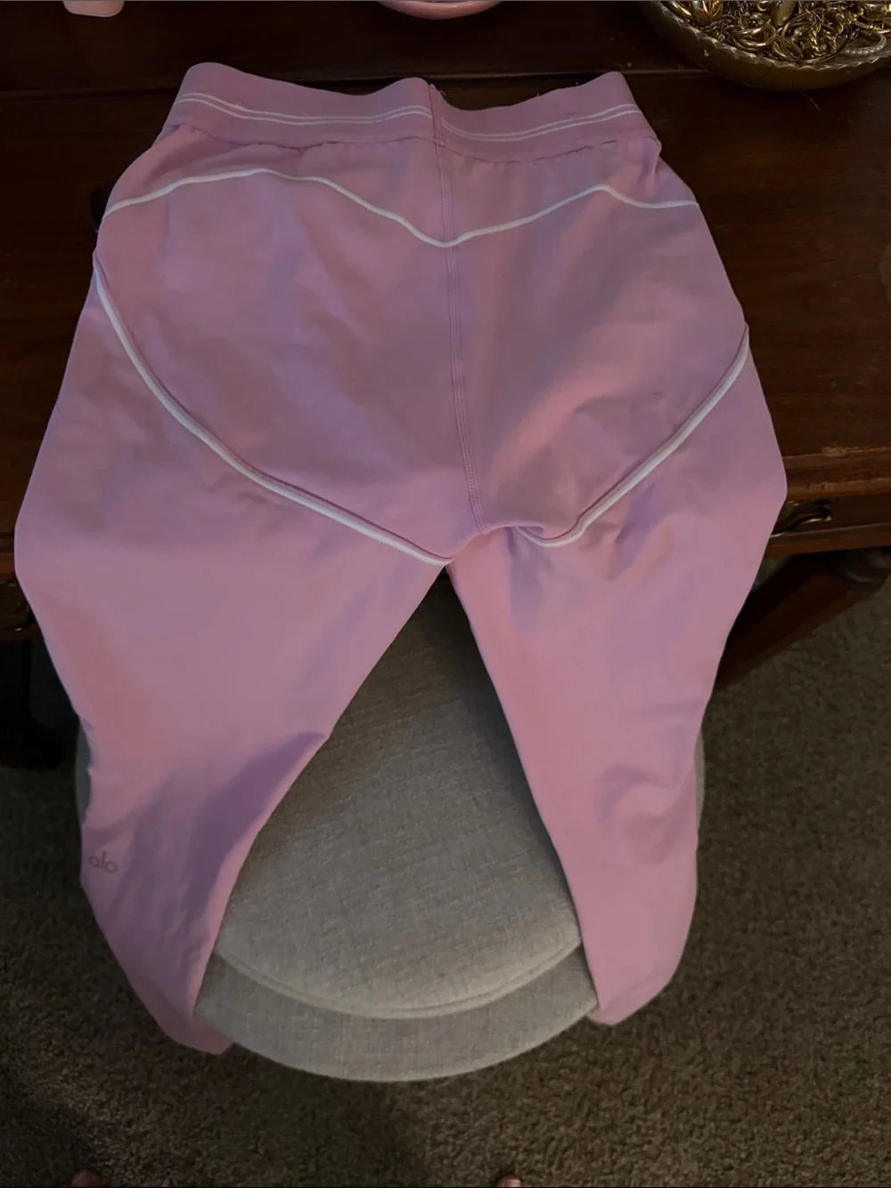 ALO Yoga Pink Athletic pants with White Trim